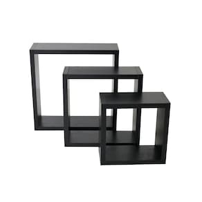 Prateleira Nicho Cubo Quadrado MDP 15mm 3 Peças - Preto