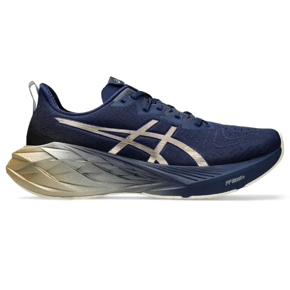 Tênis Asics Novablast 4 Platinum - Masculino - Marinho-Dourado
