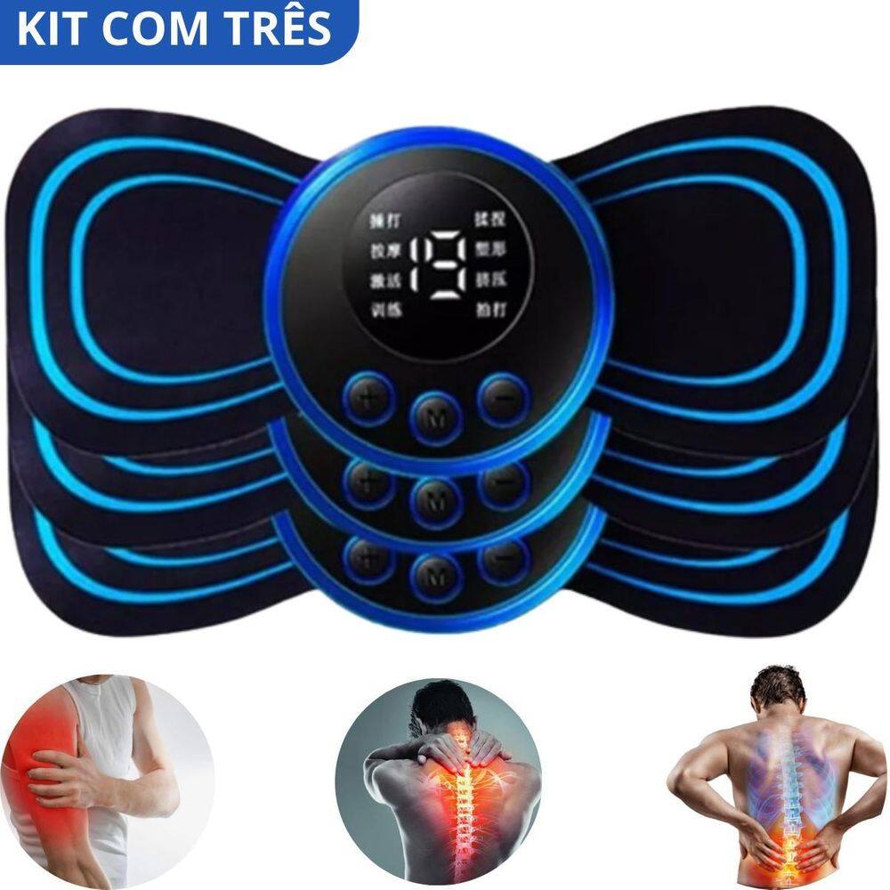 Kit Mini Massageador Elétrico Estimulador Alivia Dor Varizes