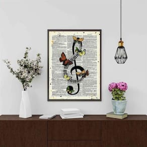 Quadro Decorativo Nota Musical - Borboletas 45X34Cm - Vidro
