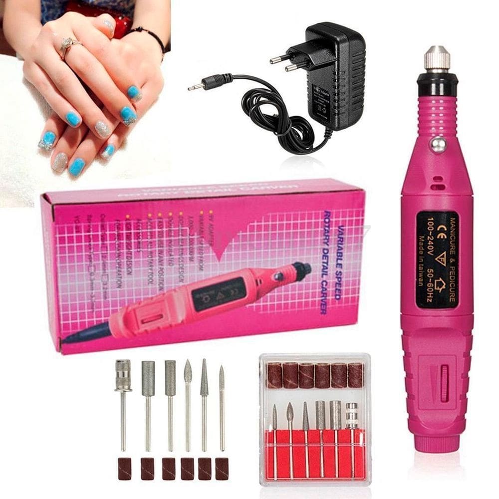 Caneta Lixadora Elétrica Rosa Portátil 110/220V Profissional