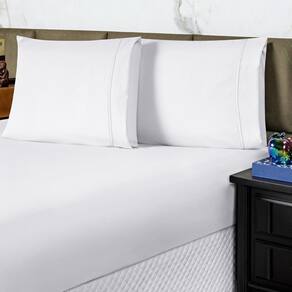 Jogo Cama Lençol Casal Conforto Percal 300 Fios 3 Peças