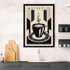 Quadro Decorativo Café - Art Deco 24X18Cm - Com Vidro
