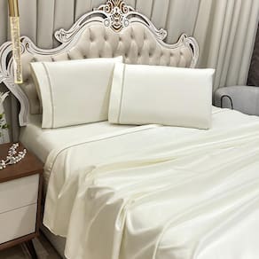 Jogo Cama Lençol Casal Realce Percal 400 Fios 4 Peças Palha