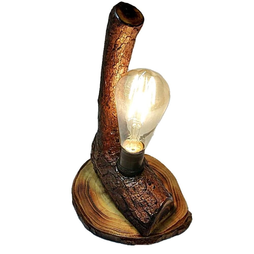 Luminária Rústica de Mesa Tronco Árvore Para 1 Lâmpada