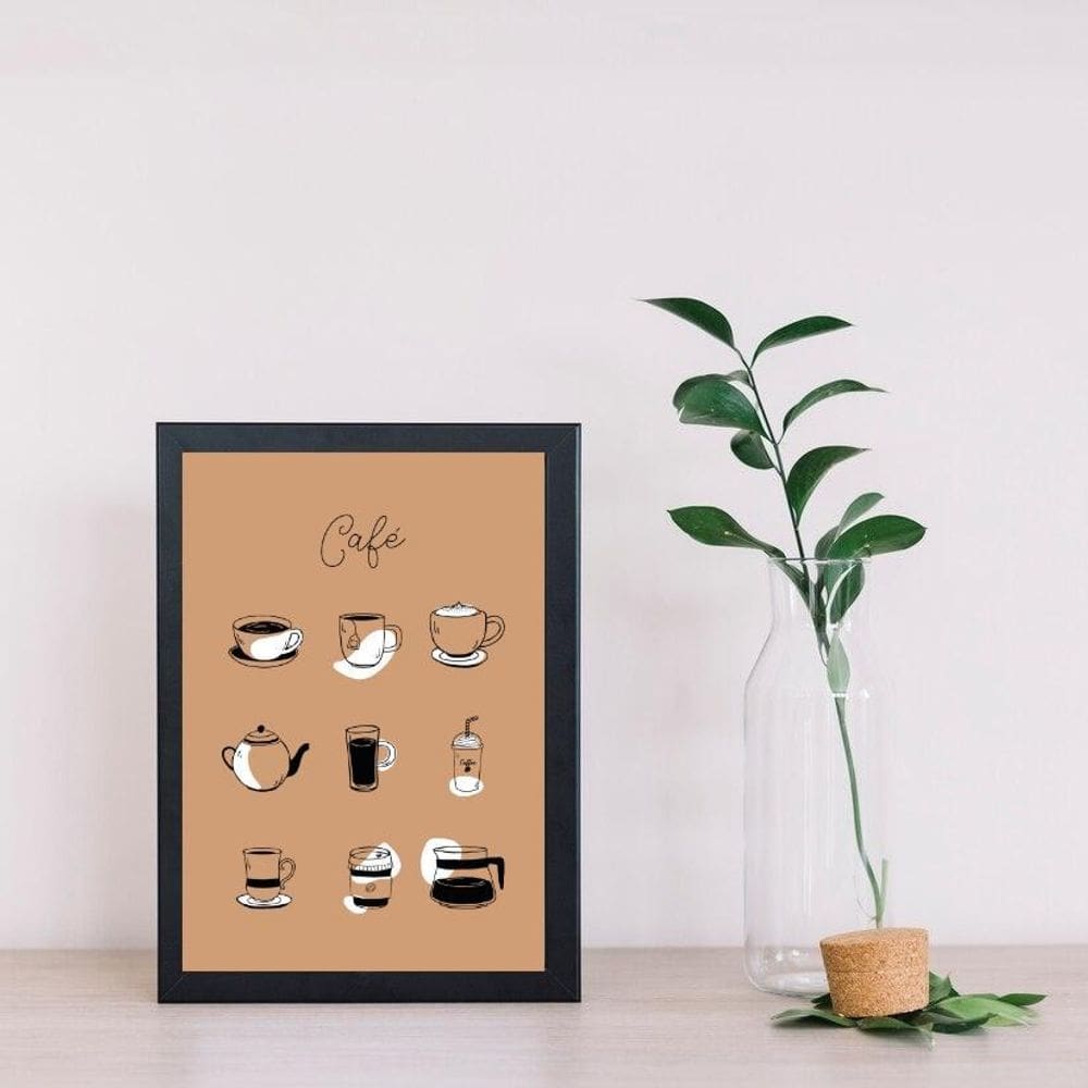 Quadro Decorativo Café - Desenhos 33X24Cm