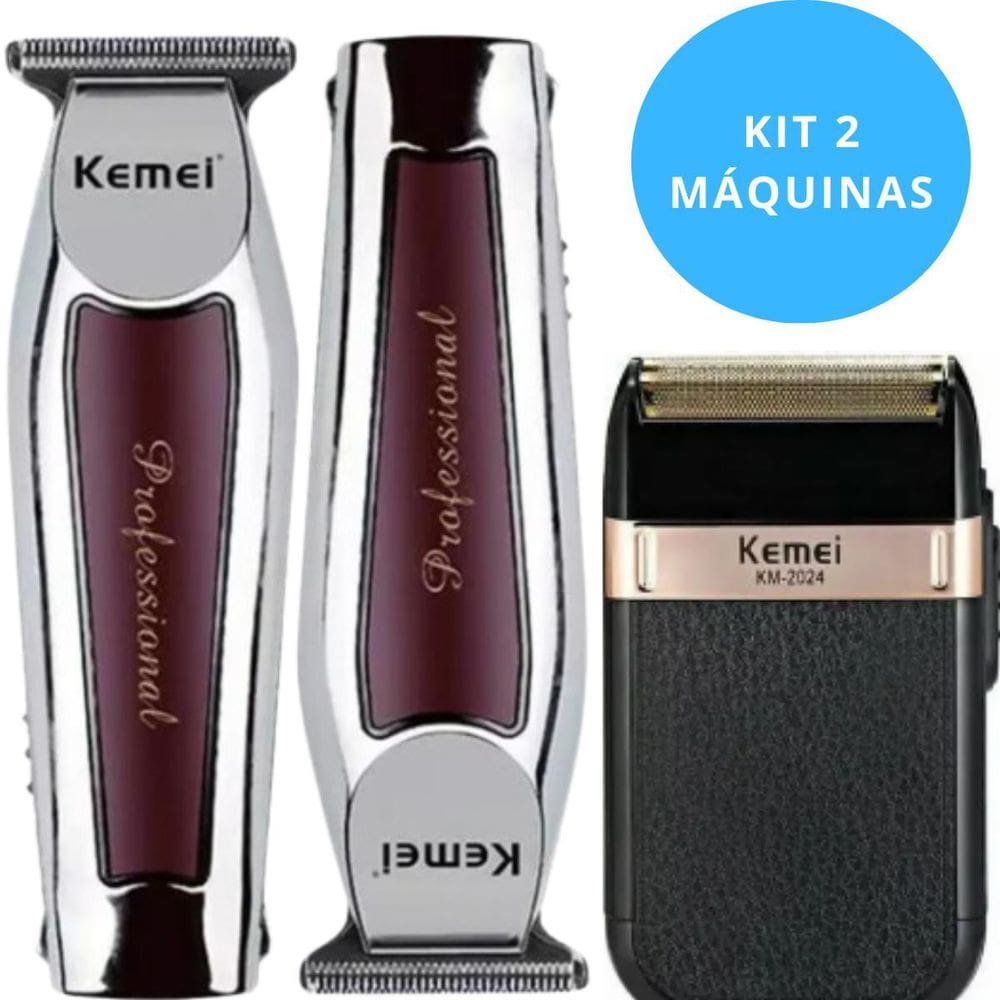 Kit Profissional Masculino: Barbeador Kemei 2024 + Máquina