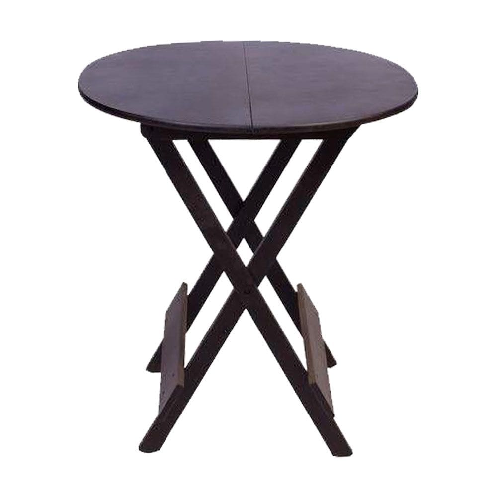 Mesa 70x70 Dobrável Redonda em Madeira Padrão - Tabaco