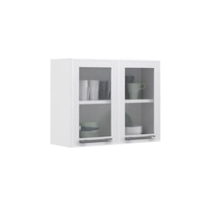 Armário Aéreo de Cozinha Branco 2 Portas com Vidro New Premium