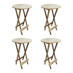 Kit 4 Jogos de Mesas Bistrô Dobrável em Madeira Padrão - sem Pintura / Crua