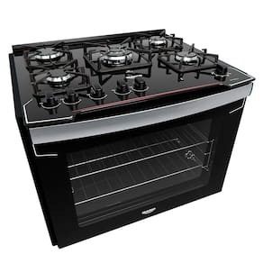 Fogão 5 Bocas de Embutir a Gás Dako Diplomata com Acendimento Automático Mesa de Vidro Preto Bivolt