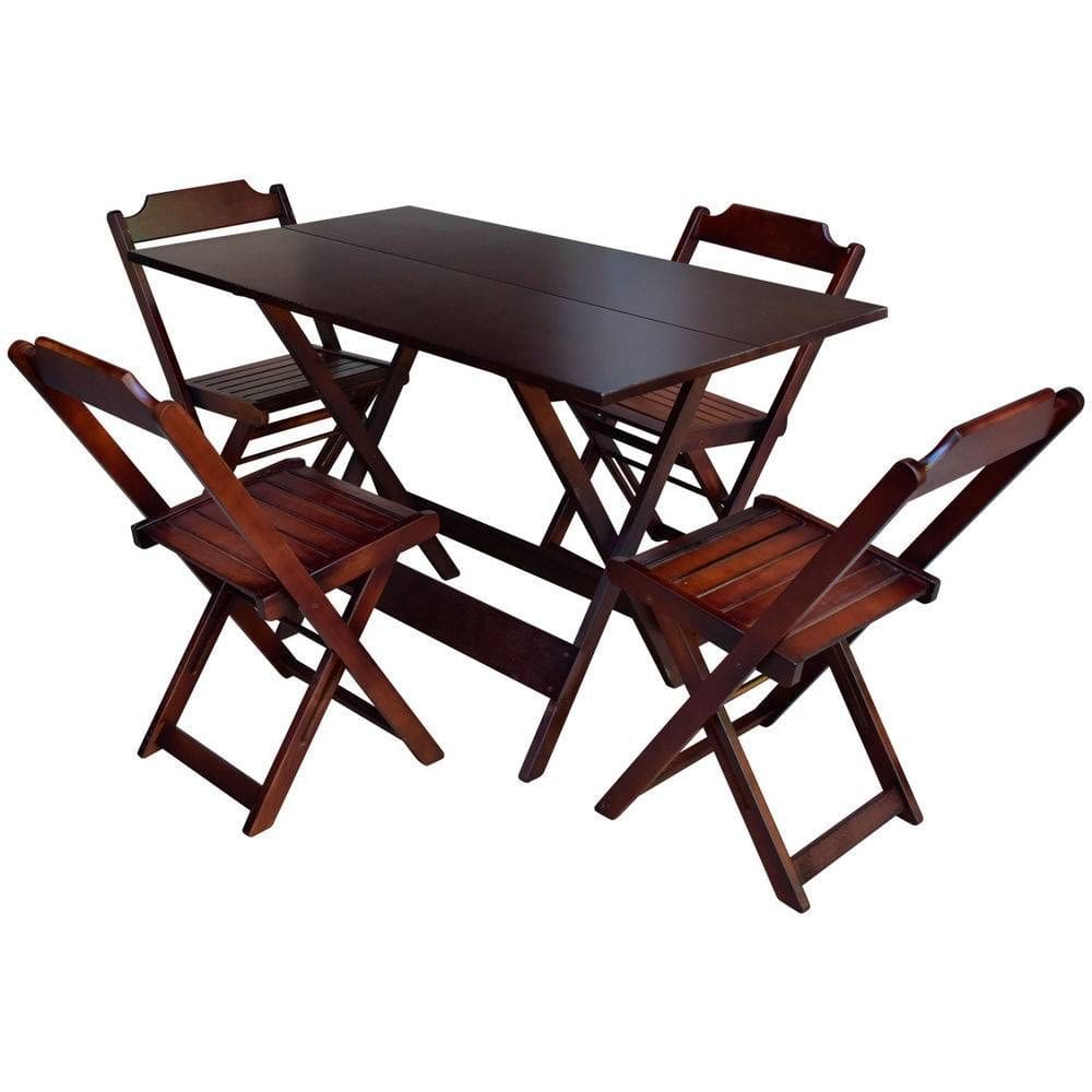 Jogo De Mesa De Madeira 1,20x70 C/ 04 Cadeiras Imbuia
