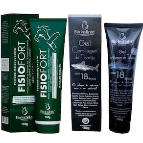 Kit Pomada Massageadora Fisio Fort Gel Massageador Cartilagem de Tubarão