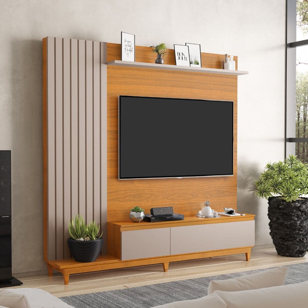 Painel TV 65 Polegadas Ripado Jakarta Moderno Luapa Moveis