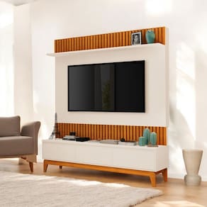 Painel TV Sala Moderno Para 75 Polegadas Ripado Antalya MDF