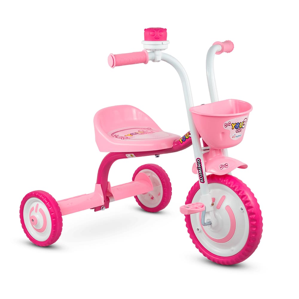 Triciclo Infantil De Passeio Motoquinha Com Pedal Para Bebê Menina Nathor You Girl Rosa