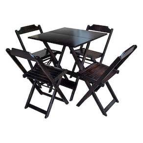 Conjunto De Mesa Com 4 Cadeiras De Madeira Dobravel 70x70 Tabaco