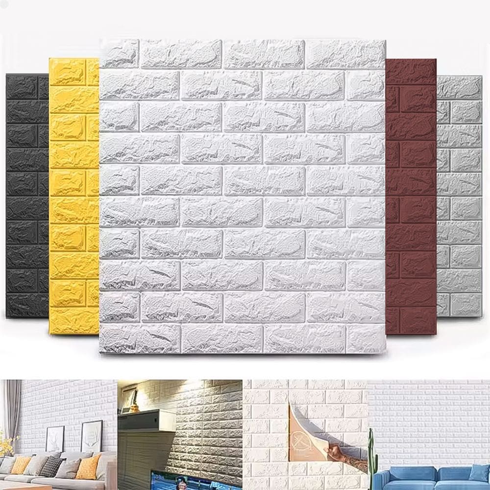 Kit 10 Painel 3D Revestimento de Parede Tijolinho Autocolante Lorben