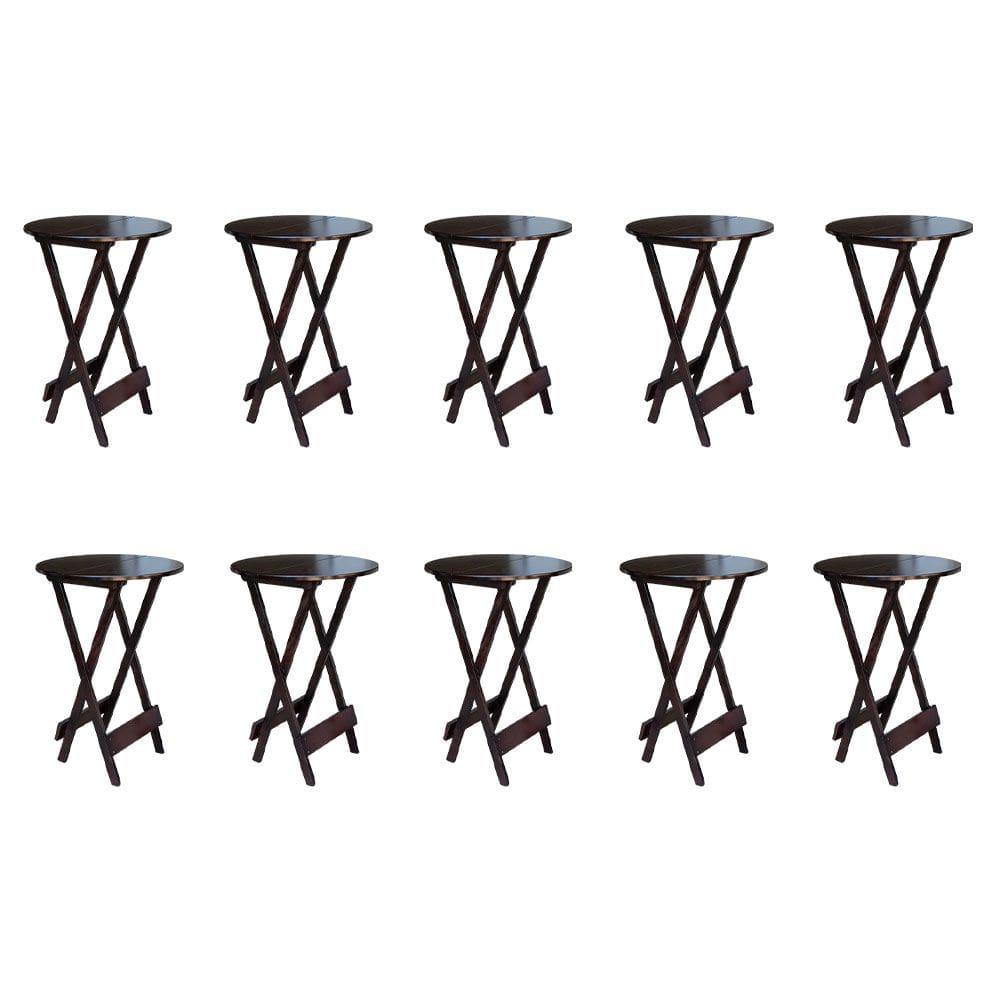 Kit 10 Mesas De Madeira Bistrô Dobravel Ideal Para Bar E Restaurante Imbuia