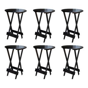 Kit 6 Mesas de Madeira Bistrô Dobravel Ideal para Bar e Restaurante Tabaco