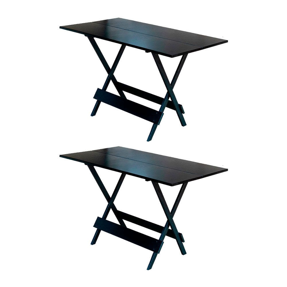 Kit 2 Mesas Dobravel De Madeira 120 X 70 Ideal Para Bar E Restaurante - Preto
