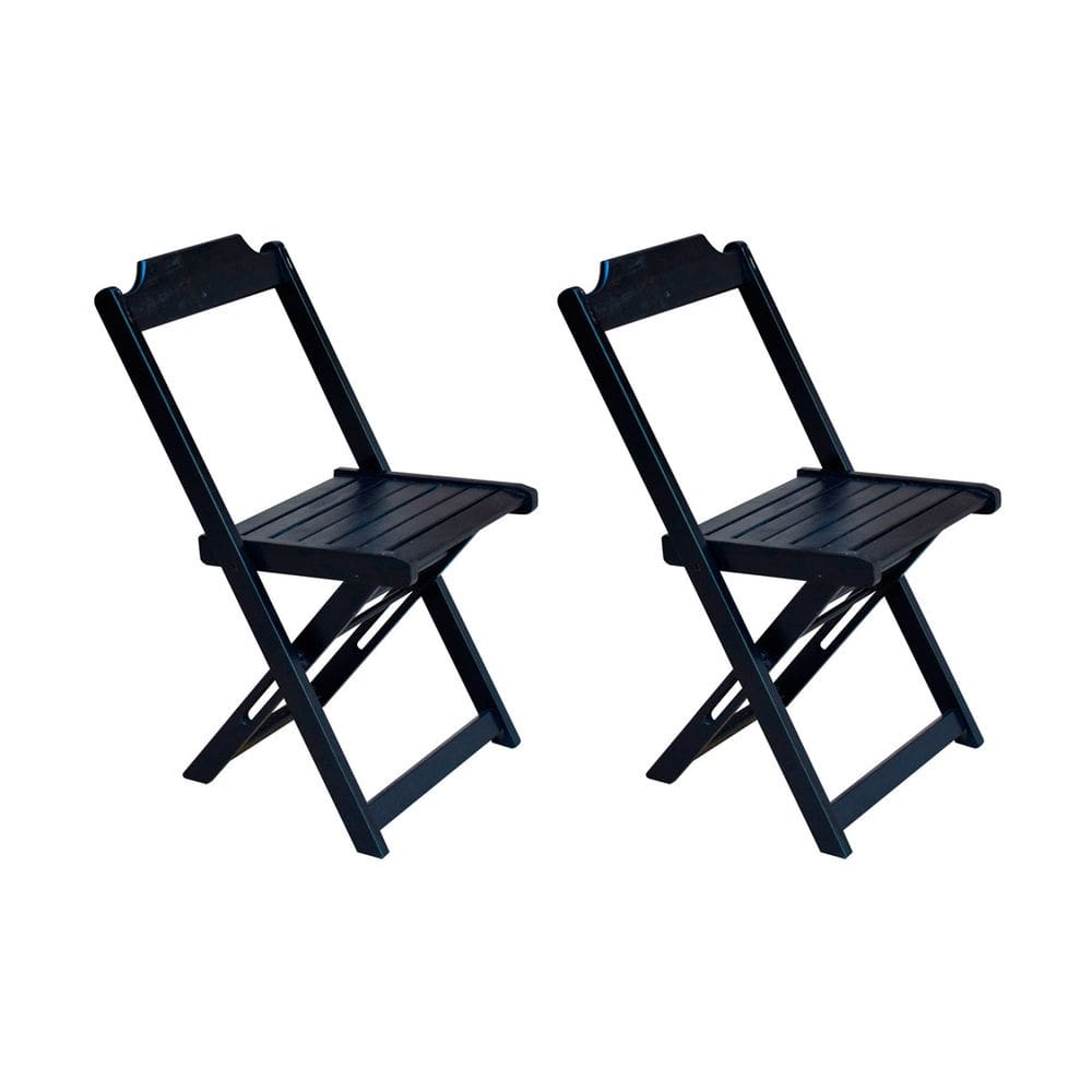 Kit 2 Cadeiras Dobráveis de Madeira Padrão - Preto