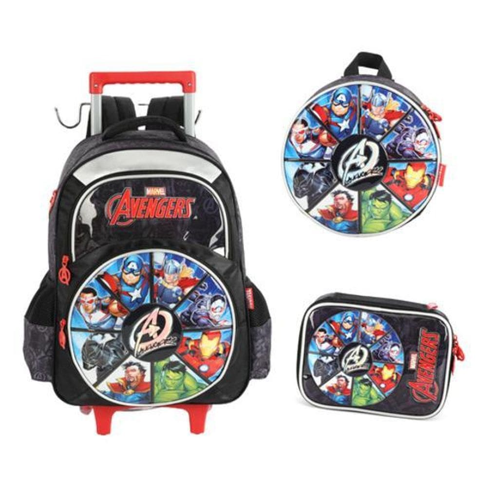 Kit Mochila Carrinho E Alça Costas Avengers Marvel