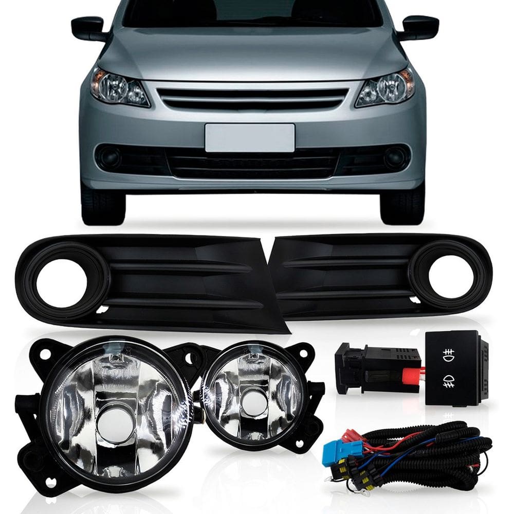 Kit Farol de Milha Neblina Gol G5 2008 a 2012 Botão Moldura