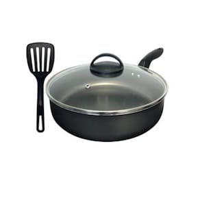 Frigideira Alta Funda 24 Cm Antiaderente Teflon Tampa Vidro