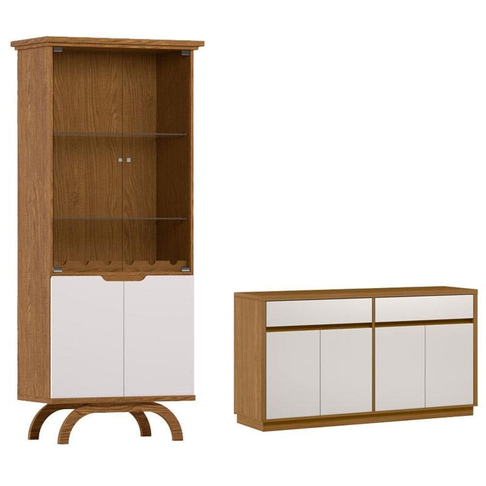 Cristaleira Vicenza com Aparador Buffet Ana Ype Off White - New Ceval
