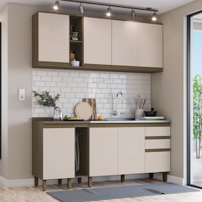 Cozinha Completa 6 Peças 100% Mdf com Tampo Connect Duna/Cristal