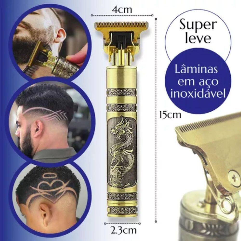 Maquininha Dragão Dourada Para Cortes De Cabelo Modernos