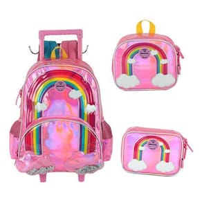 Kit Mochila Carrinho Arco Íris Metalizado Up4You
