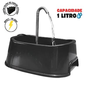 Fonte Bebedouro Automático Cachorro Gato Pet Black Bivolt
