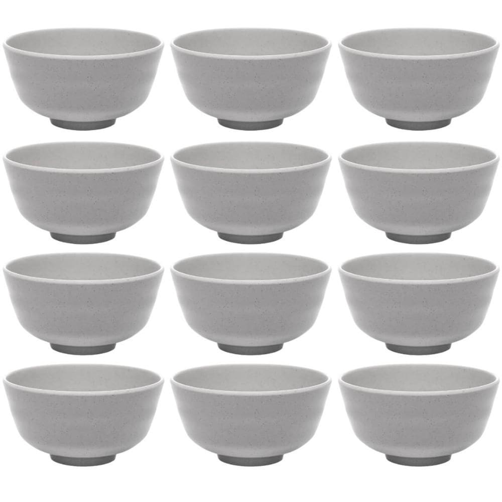 Kit 12 Bowls Tigelas de Melamina 350ml Lyor Sobremesas Sopas Yakisoba Tóquio Granilite Cinza
