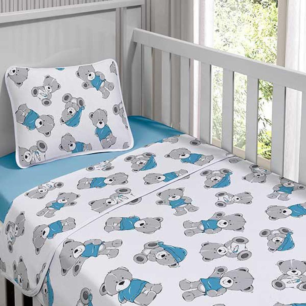 Jogo De Cama Tecebem  Baby Bento 3 Peças Kinder Azul