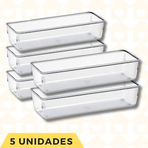 5 Peça Organizador Gaveta Maquiagem Talheres Modular Acrilico