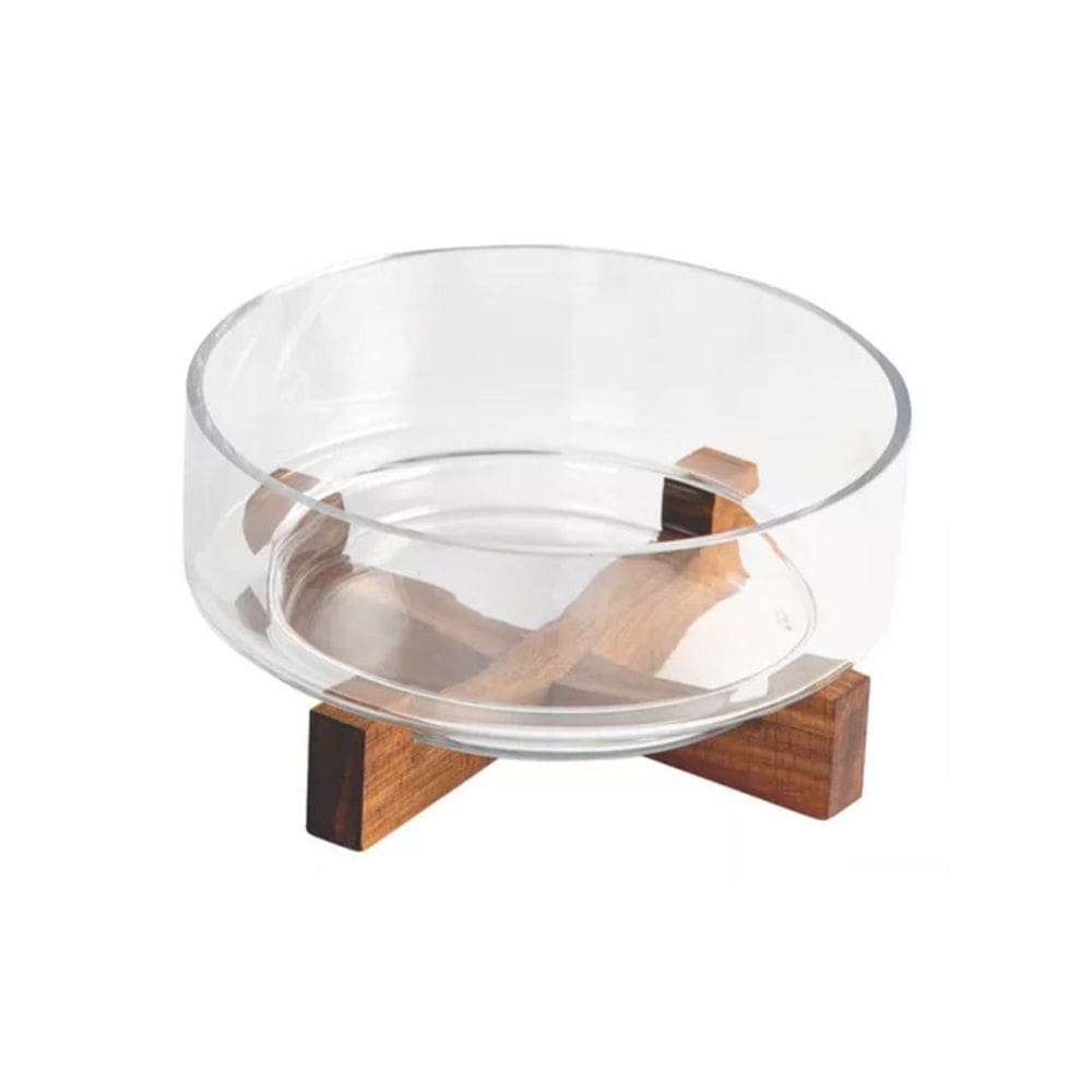 Saladeira de Vidro com Base 22 cm Mimo Acácia VD24048