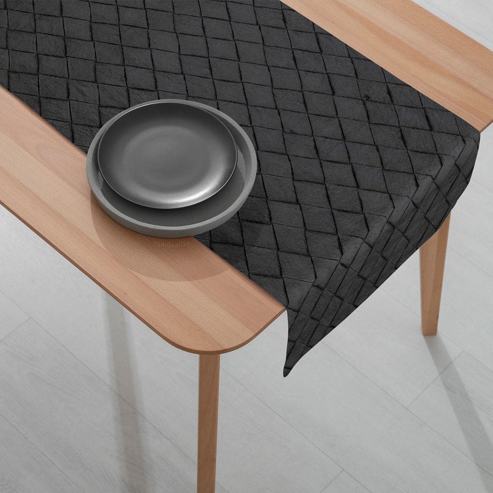 1 Caminho Trilho Mesa Impermeável PVC Kori Preto 42x140