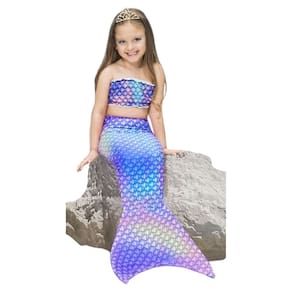 Fantasia Sereia Infantil com Nadadeira Cauda Longa Colorida Yara Ariel Aniversário Fundo do Mar Festa Folclore Bloquinho