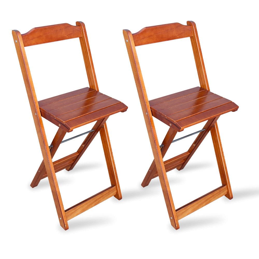 Kit 2 Cadeiras Bistro Dobravel Madeira Padrao Imbuia - Tarimata