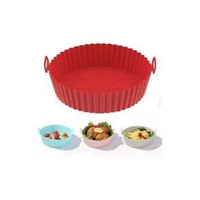 Kit 3 Formas de Silicone AirFrayer Assadeira Cesto Flexivel Lavável Redondo Resistente Forno, Microondas