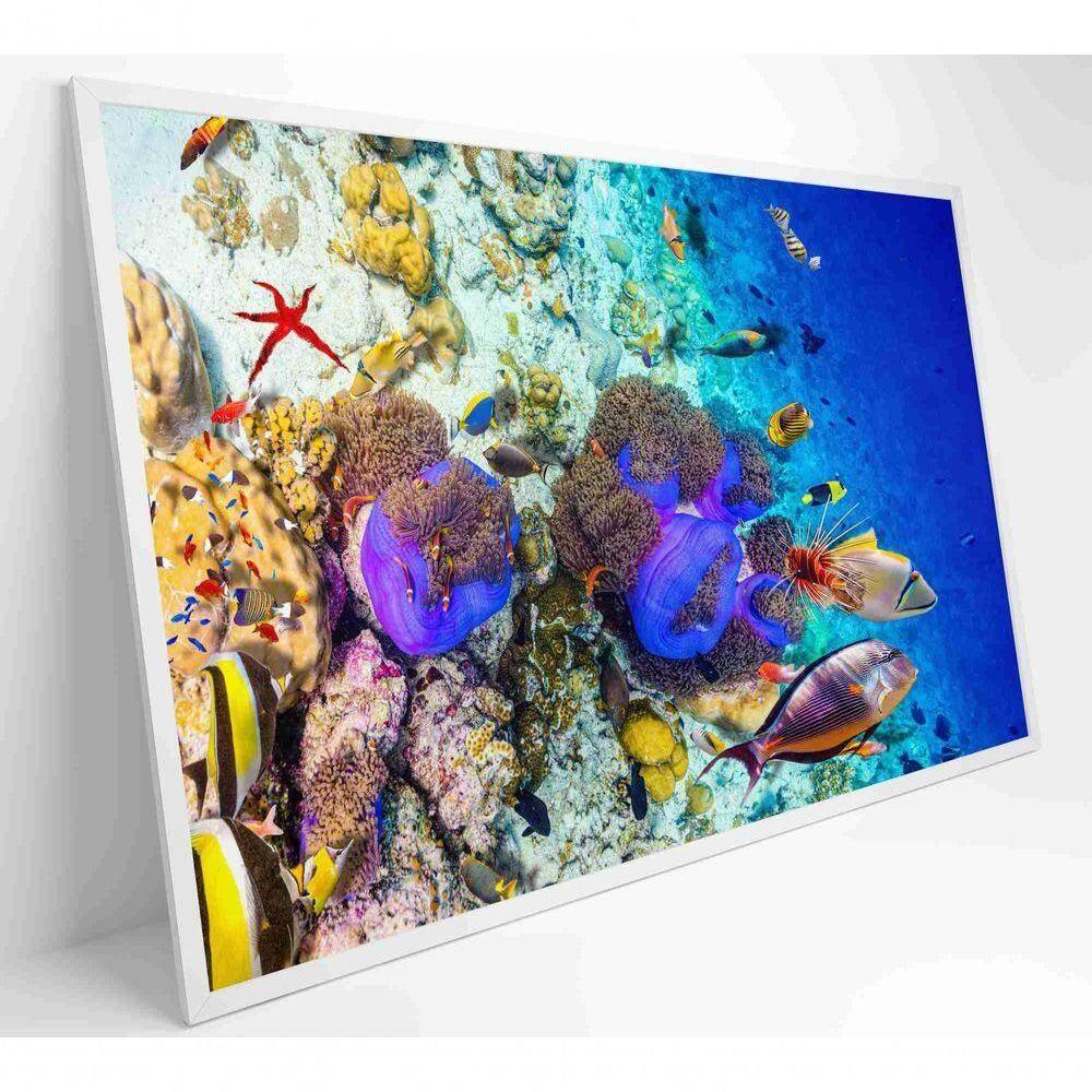 Quadro Peixes Coloridos Fundo Do Mar Medidas 60x40 Cm Impressão Adesivo Fotográfico