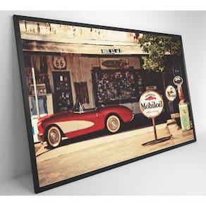 Quadro Carro Clássico Vermelho Medidas 90x60 Cm Impressão Adesivo Fotográfico