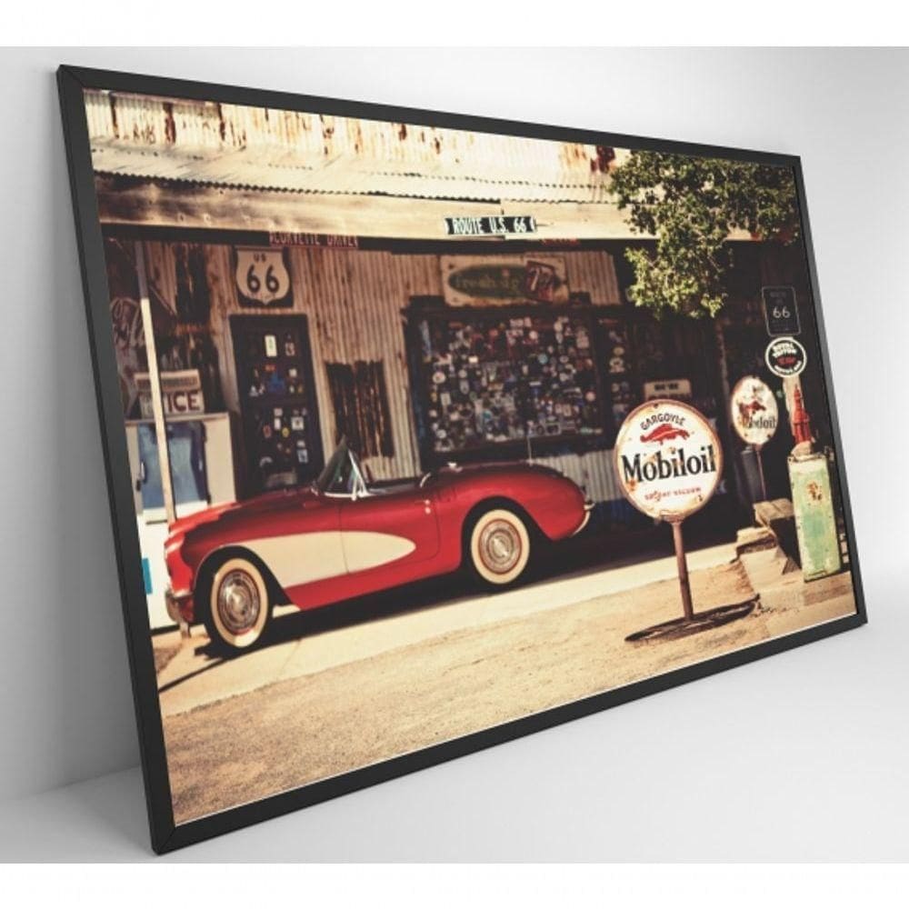 Quadro Carro Clássico Vermelho Medidas 120x80 Cm Impressão Adesivo Fotográfico