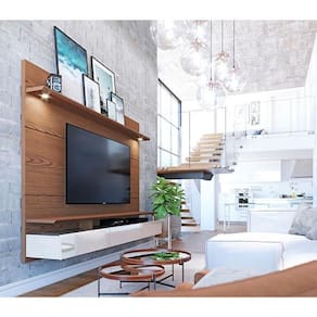 Painel Para Tv Home Suspenso Ambiente Decore 1.8 Freijó Off White - Imcal
