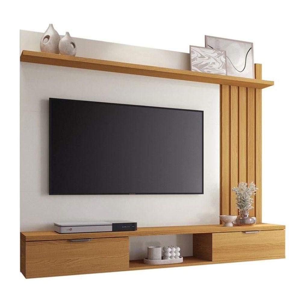 Painel Para Tv Lets Cinamomo Off White - Hb Móveis