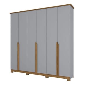 Guarda Roupa Casal Andréas 6 Portas Cinza Nature - Henn