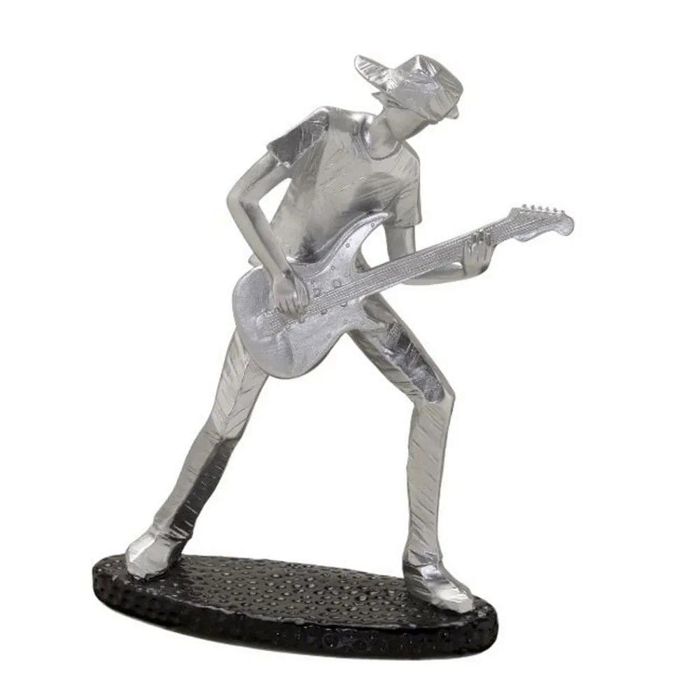 Escultura Guitarrista Prata 23cm Espressione