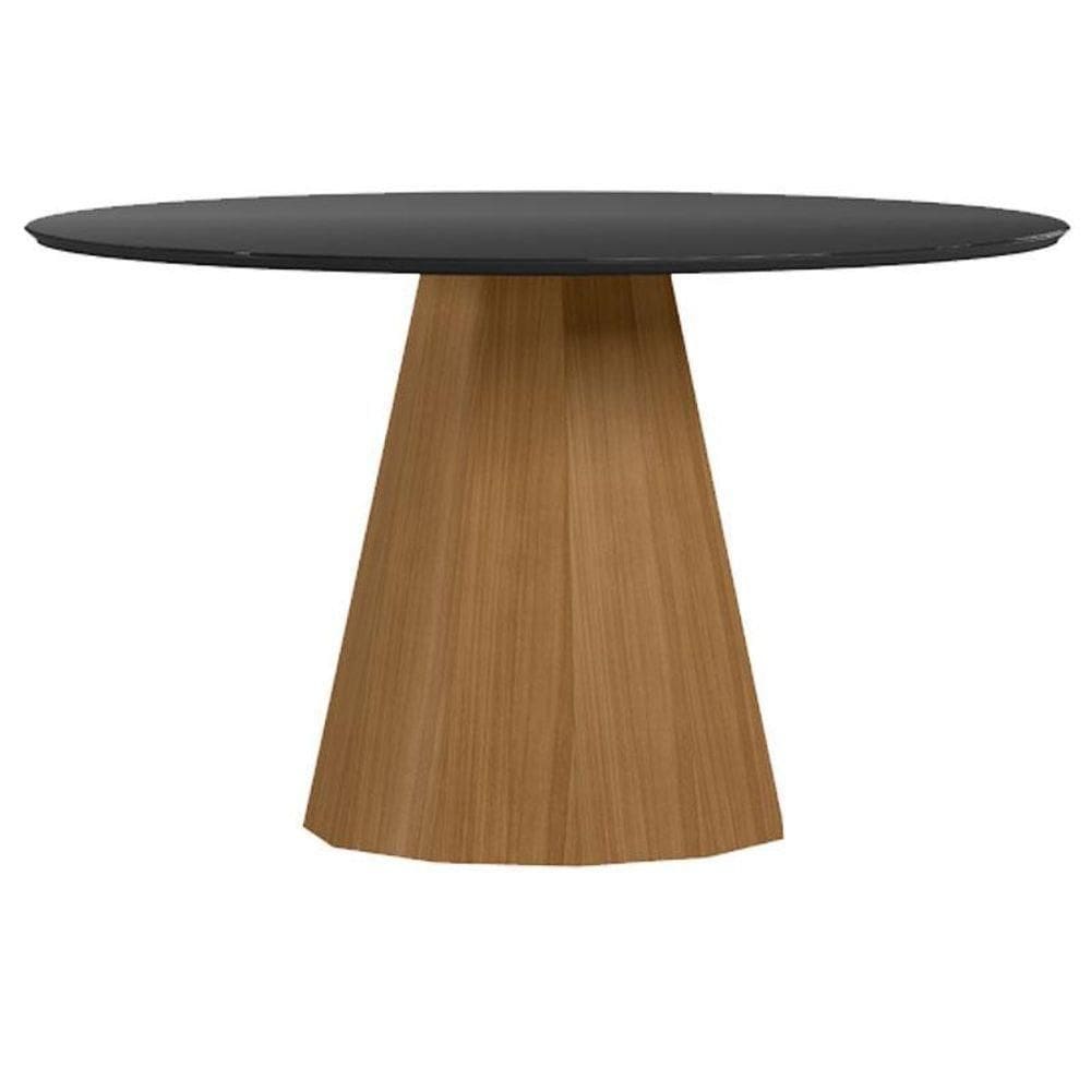 Mesa De Jantar 135x135 Cm Isis Com Vidro Ype Preto - New Ceval